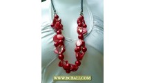 Shells Nugets and Pearls Reds Colors Necklace Fashion